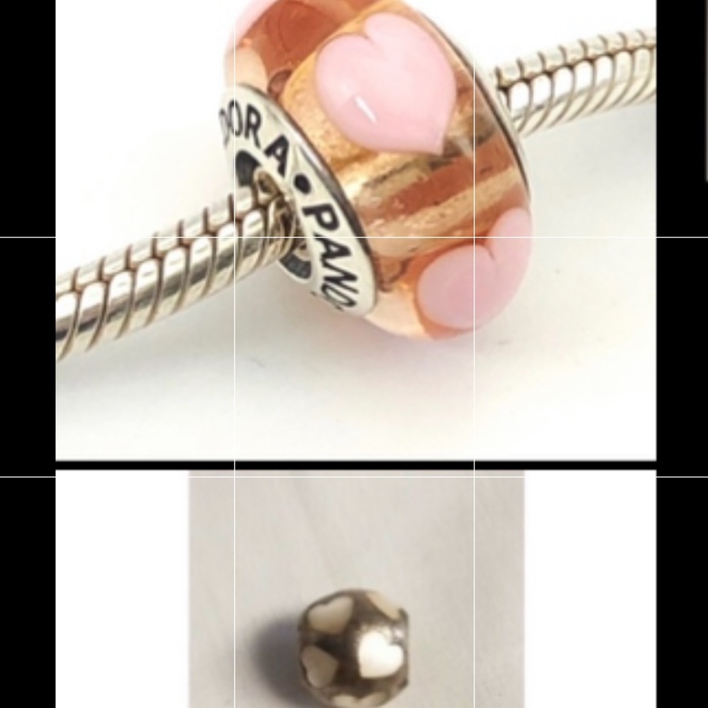 🧸❤️‍🔥TWO CHARMS Glass Murano Pandora charm & Opal Heart Charm